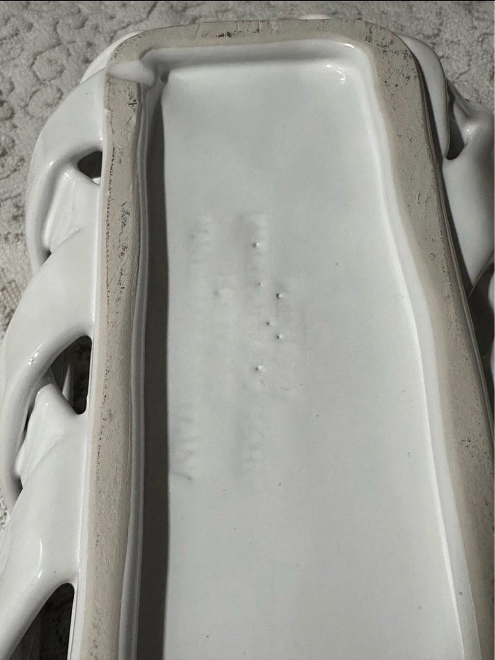 Primo'Gi Italy White Woven Ceramic Bread Basket - Handmade Lattice vintage - Picture 3 of 10
